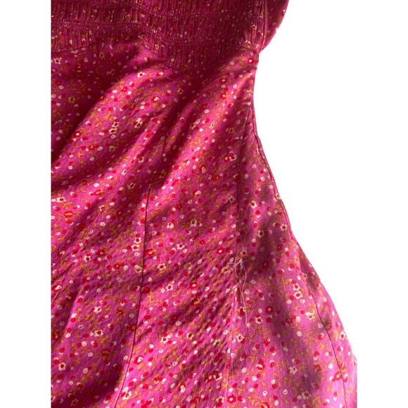 Free People Pink & Red Print, Flutter Sleeve Dress With Back Criss-Cross, Medium - Picture 12 of 14